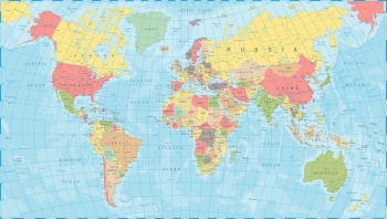  Magnetische Landkarte Welt, politische, bunte