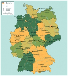  Magnetische Landkarte Deutschland, politische, grün-gelbe