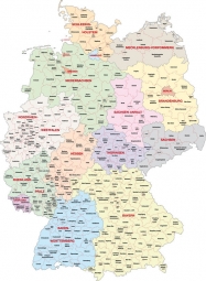  Magnetische Landkarte Deutschland, administrative, bunte