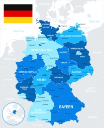  Magnetische Landkarte Deutschland, detaillierte, blaue