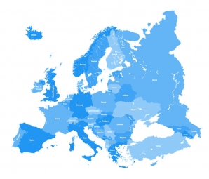  Magnetische Landkarte Europa, detaillierte, blaue