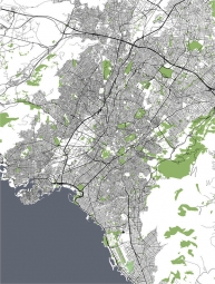  Magnetische Landkarte Athen, detaillierte, schwarze
