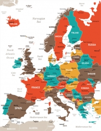  Magnetische Landkarte Europa, detaillierte, bunte