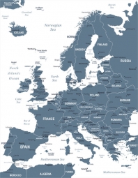  Magnetische Landkarte Europa, detaillierte, blaue