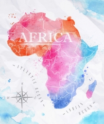  Magnetische Landkarte Afrika, Aquarell, bunte