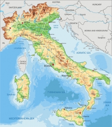  Magnetische Landkarte Italien, geografische, bunte