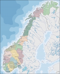  Magnetische Landkarte Norwegen, administrative, bunte