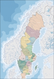  Magnetische Landkarte Schweden, administrative, bunte