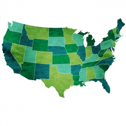  Magnetische Landkarte Vereinigte Staaten von Amerika, illustrierte, grüne