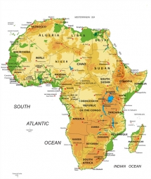  Magnetische Landkarte Afrika, geografische, bunte