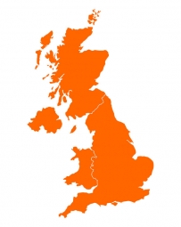  Magnetische Landkarte Großbritannien, illustrierte, orange
