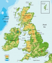  Magnetische Landkarte Großbritannien, geografische, bunte
