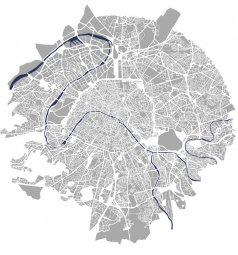  Magnetische Landkarte Paris, illustrierte, graue