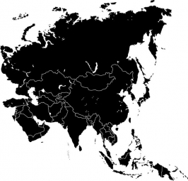  Magnetische Landkarte Asien , illustrierte, schwarze