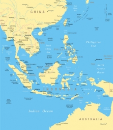  Magnetische Landkarte Südostasien, illustrierte, gelb-blaue