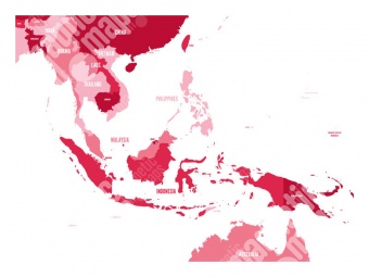  Magnetische Landkarte Südostasien, vektor, schwarze
