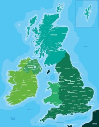  Magnetische Landkarte England und Irland, illustrierte, grüne