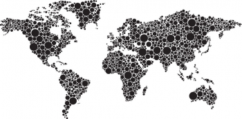  Magnetische Landkarte Welt, illustrierte, schwarze