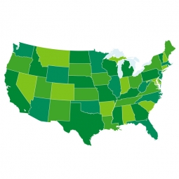  Magnetische Landkarte Vereinigte Staaten von Amerika, illustrierte, grüne