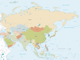  Magnetische Landkarte Asien , vektor, bunte