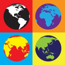  Magnetische Landkarte Welt, illustrierte, bunte