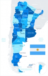  Magnetische Landkarte Argentinien, illustrierte, blaue