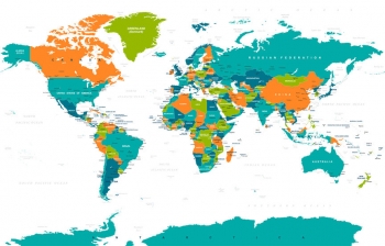  Magnetische Landkarte Welt, illustrierte, bunte
