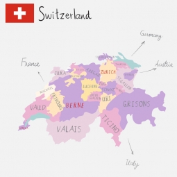  Magnetische Landkarte Schweiz, illustrierte, bunte