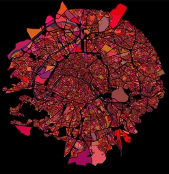  Magnetische Landkarte Paris, illustrierte, bunte