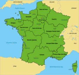  Magnetische Landkarte Frankreich, politische, grüne