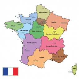  Magnetische Landkarte Frankreich, politische, bunte