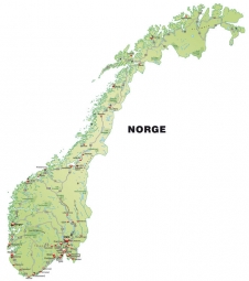  Magnetische Landkarte Norwegen, detaillierte, grüne