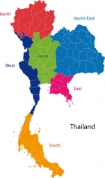  Magnetische Landkarte Thailand, illustrierte, bunte
