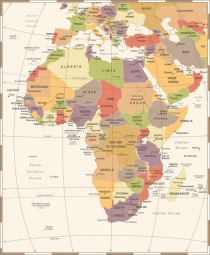  Magnetische Landkarte Afrika, vintage, detaillierte