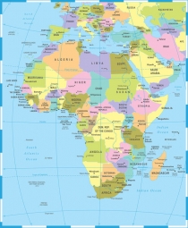  Magnetische Landkarte Afrika, politische, bunte