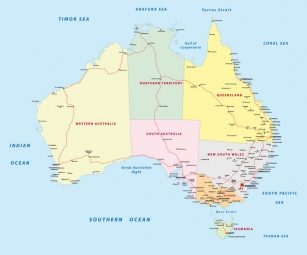  Magnetische Landkarte Australien, politische, bunte