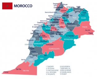  Magnetische Landkarte Marokko, illustrierte, bunte