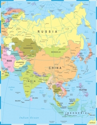  Magnetische Landkarte Asien , politische, bunte