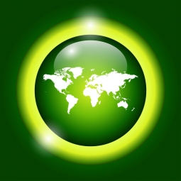  Magnetische Landkarte Welt, illustrierte, grün-gelbe