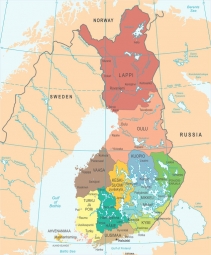  Magnetische Landkarte Finnland, detaillierte, bunte