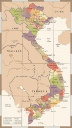  Magnetische Landkarte Vietnam, vintage, bunte