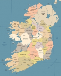  Magnetische Landkarte Irland, detaillierte, bunte