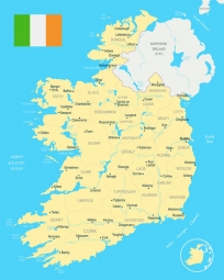  Magnetische Landkarte Irland, detaillierte, gelb-blaue