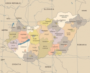  Magnetische Landkarte Ungarn, detaillierte, bunte