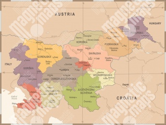  Magnetische Landkarte Slowenien, vintage, bunte