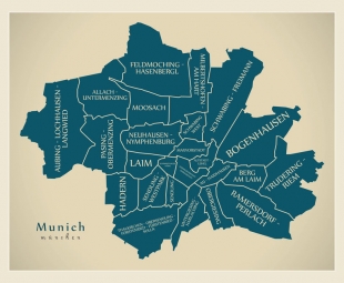 Magnetische Landkarte München, illustrierte, blaue