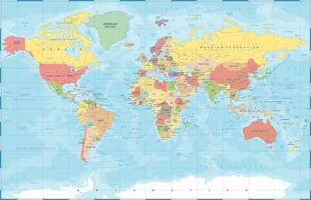  Magnetische Landkarte Welt, vintage, bunte