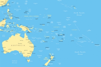  Magnetische Landkarte Australien und Ozeanien, illustrierte, detaillierte