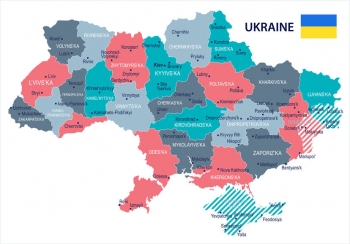  Magnetische Landkarte Ukraine, illustrierte, bunte