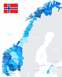  Magnetische Landkarte Norwegen, detaillierte, blaue